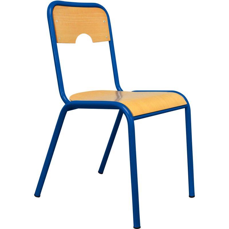 Image de  Chaise 4 pieds assise et dos encastrés T4 bleu 