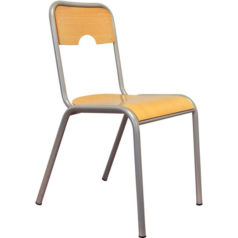 Image de  Chaise 4 pieds assise et dos encastrés T6 gris alu 