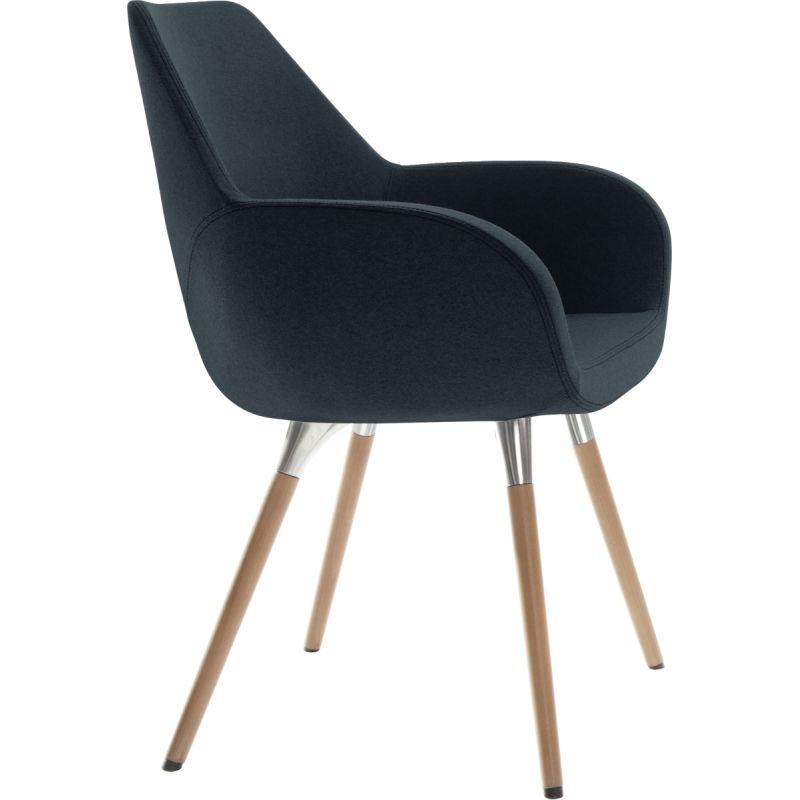 Image de  Chaise Topline pieds bois jaune gris souris 