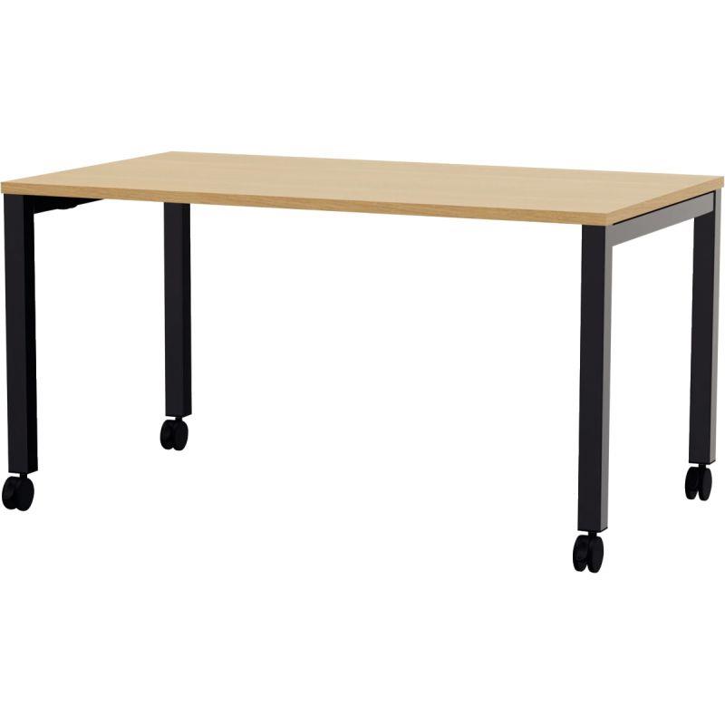 Image de  Table L160 cm x P80 cm x H73,5 cm Perform Mobile plateau Chêne Clair piétement Noir 
