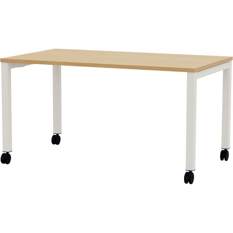 Image de  Table L160 cm x P80 cm x H73,5 cm Perform Mobile plateau Chêne Clair piétement Blanc 
