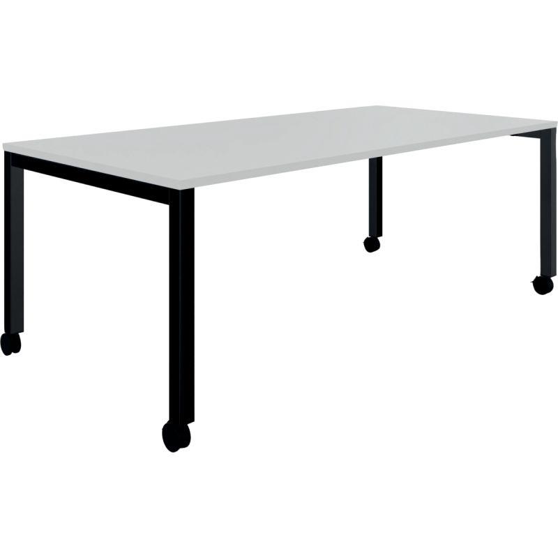 Image de  Table L180 cm x P80 cm x H73,5 cm Perform Mobile plateau Blanc neige piétement Noir 