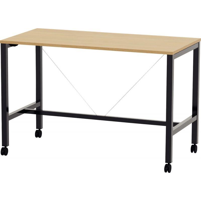 Image de  Table L160 cm x P80 cm x H104,5 cm Perform Mobile plateau Chêne Clair piétement Noir 