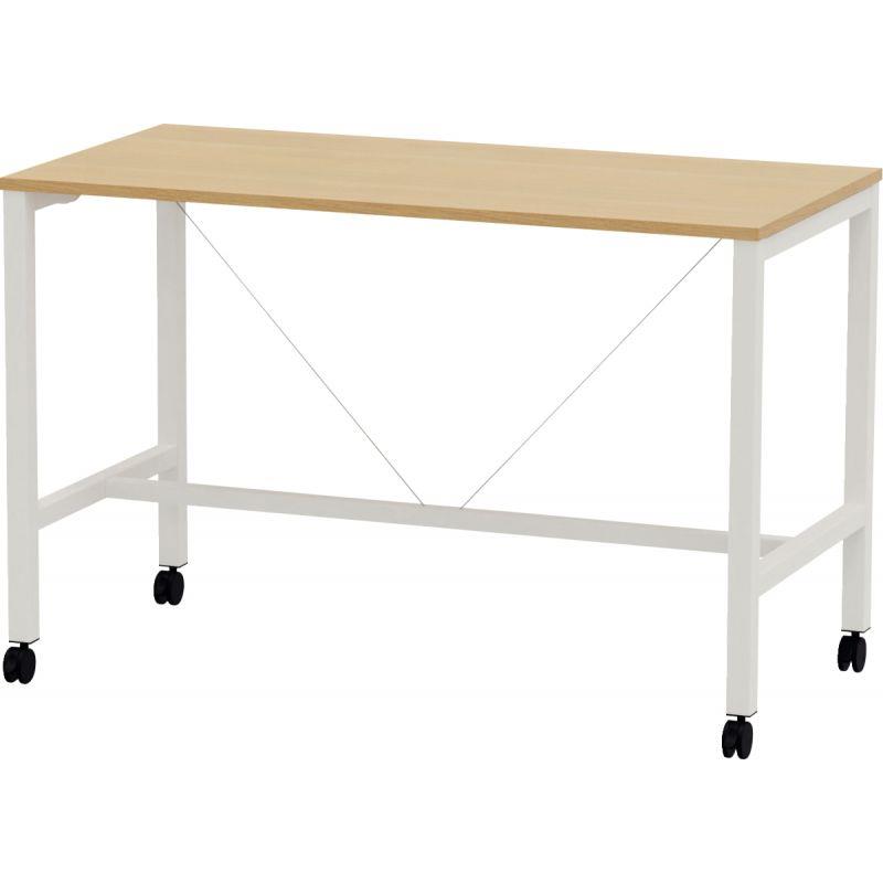Image de  Table L160 cm x P80 cm x H104,5 cm Perform Mobile plateau Chêne Clair piétement Blanc 