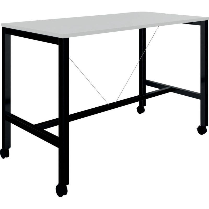 Image de  Table L180 cm x P80 cm x H104,5 cm Perform Mobile plateau Blanc neige piétement Noir 