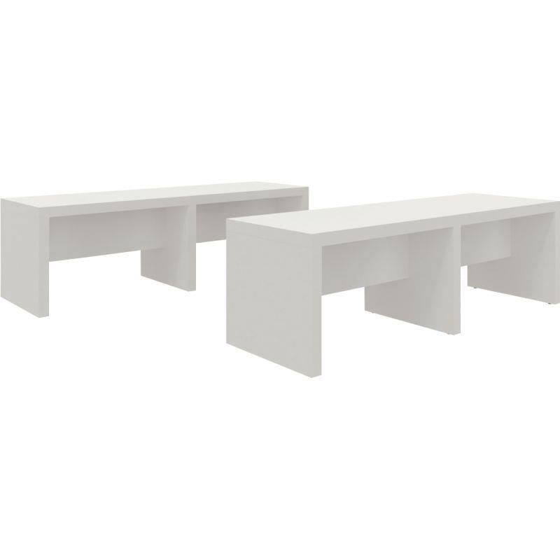Image de  Lot de 2 bancs L130 cm x P40 cm x H46 cm Eloïse Blanc neige 