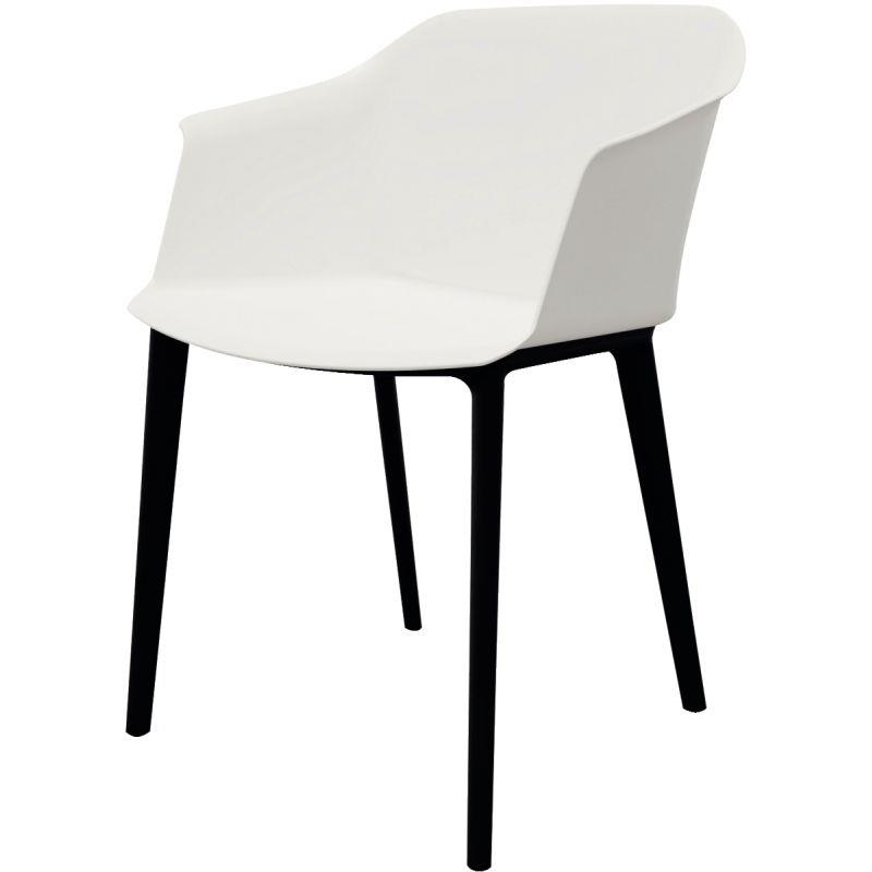 Image de  Fauteuil coque polypropylène Scott Blanc/Noir 