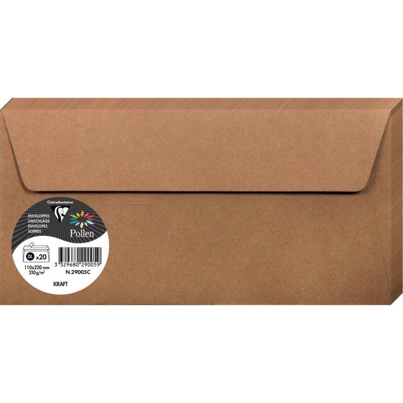 Image de  Paquet de 20 enveloppes Pollen 110x220mm 120g kraft 