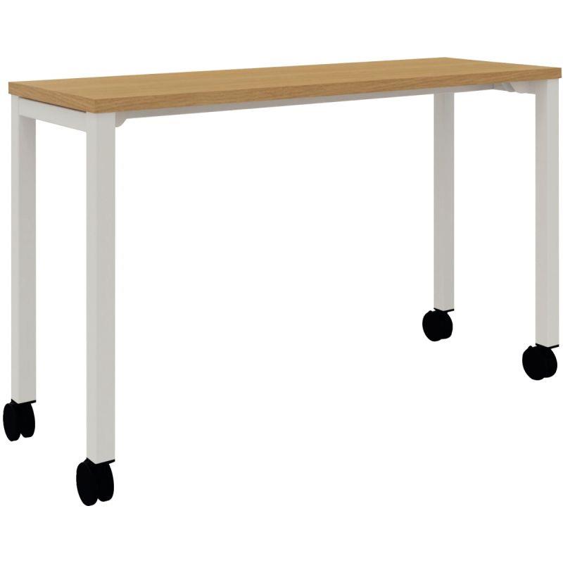 Image de  Table L120 cm x P40 cm x H73,5 cm Perform Mobile plateau Chêne Clair piétement Blanc 