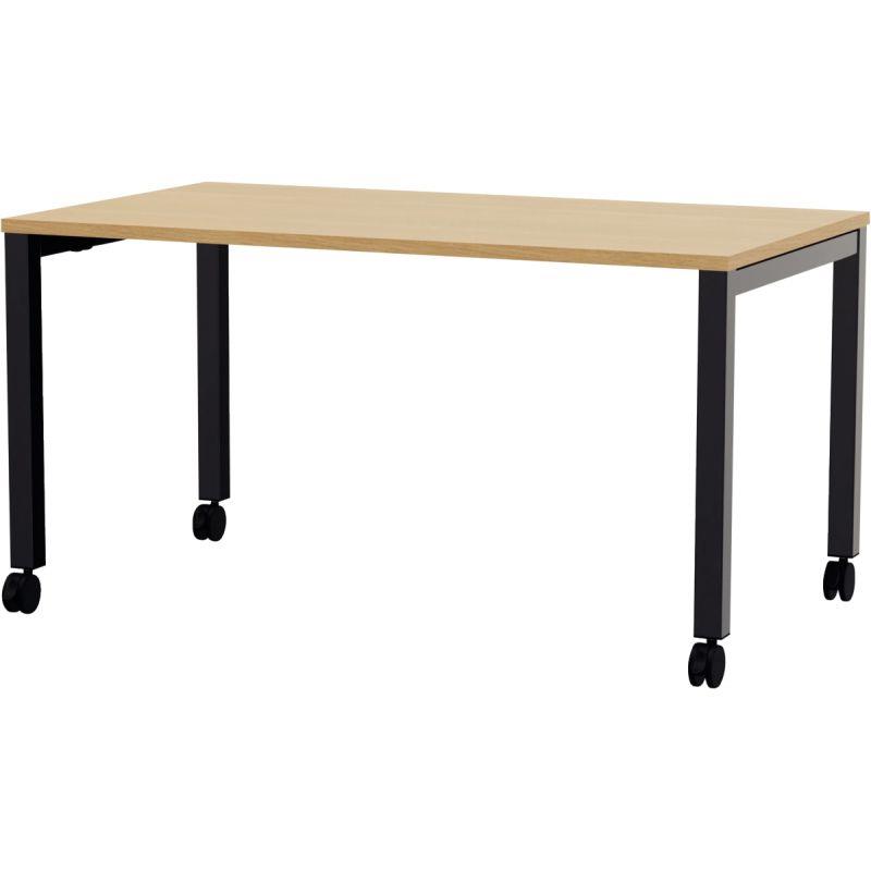 Image de  Table L140 cm x P80 cm x H73,5 cm Perform Mobile plateau Chêne Clair piétement Noir 