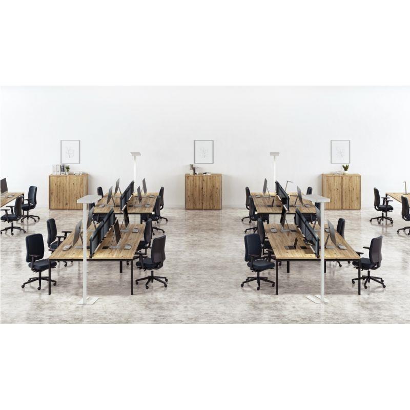 Image de  Table de bureau plateaux fixes départ L160xP165cm plateau chêne brunswick/piètement anthracite 