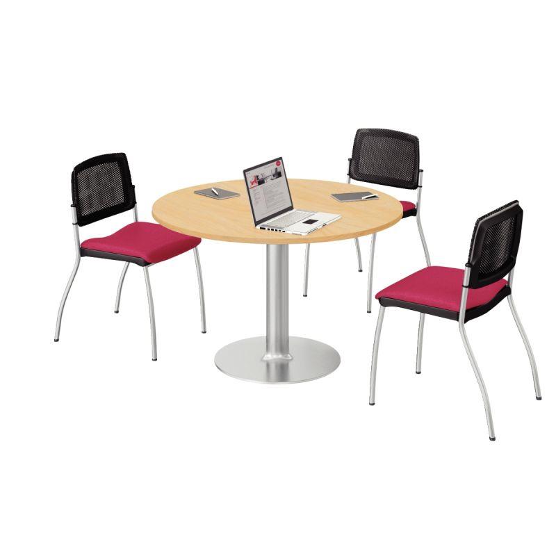 Image de  Table ronde Ø120cm épaisseur 25 plateau hêtre clair/piètement anthracite 