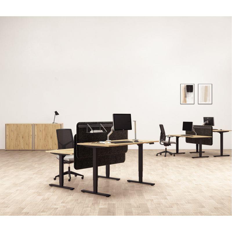 Image de  Bureau partagé Slade L180xP80cm plateau chêne brunswick/piètement noir 