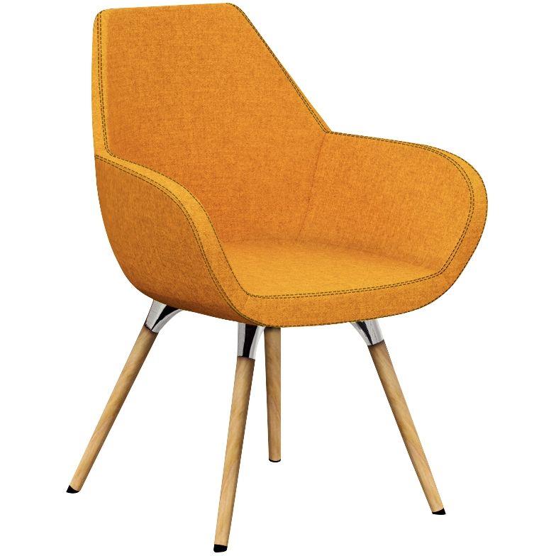 Image de  Chaise Topline pieds bois jaune moutarde 