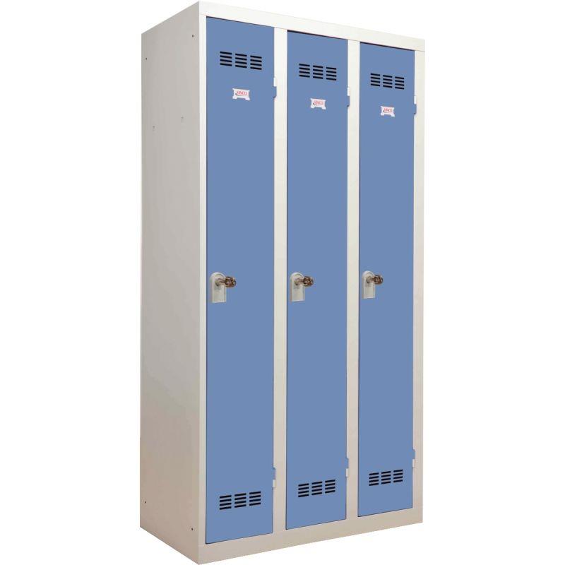 Image de  Vestiaire d''atelier 3 portes industrie propre L90cm portes bleu/corps gris 
