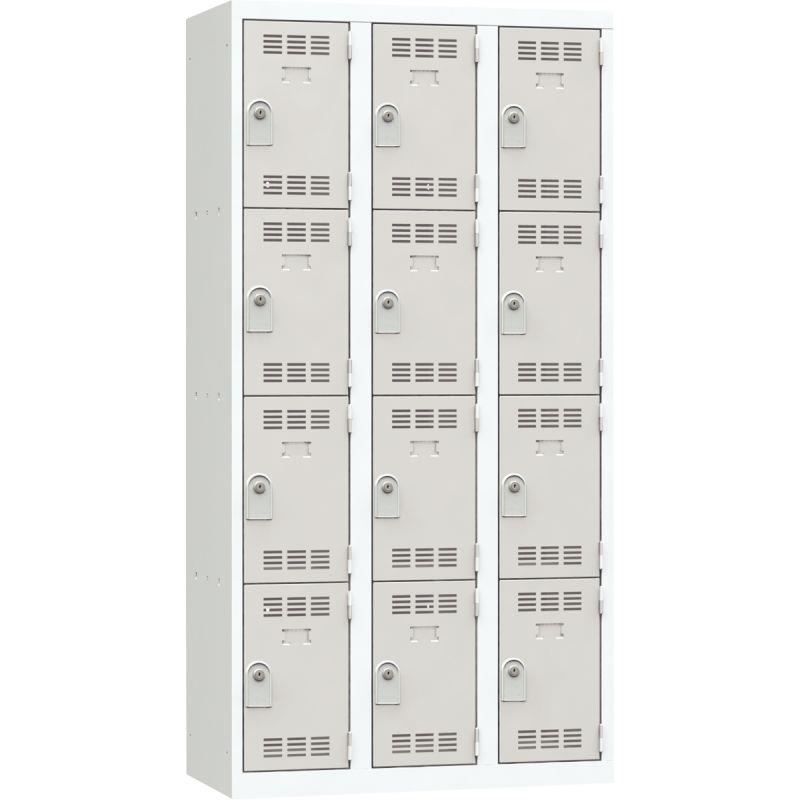 Image de  Vestiaire d''atelier 3 colonnes 12 cases industrie propre L90cm gris 
