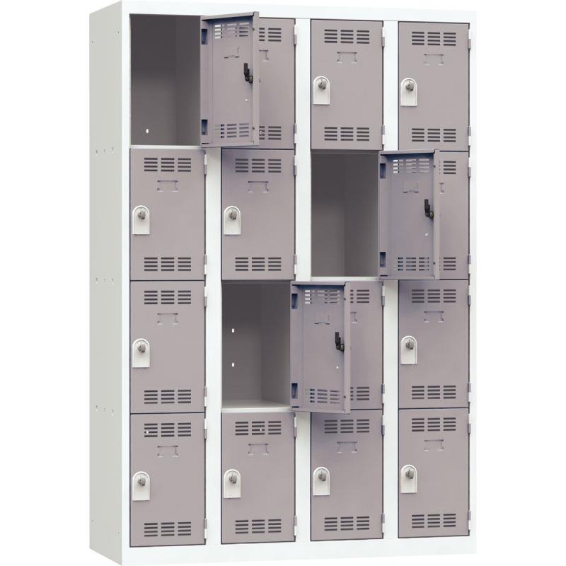 Image de  Vestiaire d''atelier 4 colonnes 16 cases industrie propre L120cm gris 