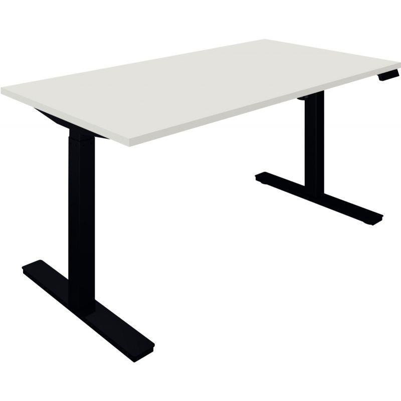 Image de  Bureau à réglage électrique Guera 2 L160xP80cm épaisseur 19mm plateau blanc/piètement noir 