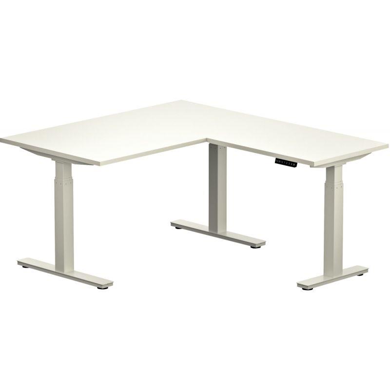 Image de  Bureau électrique Slade L180xP80cm avec retour plateau blanc/piètement blanc 
