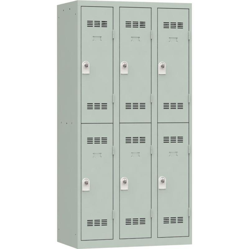 Image de  Vestiaire d''atelier 3 colonnes 6 cases industrie propre L90cm gris 