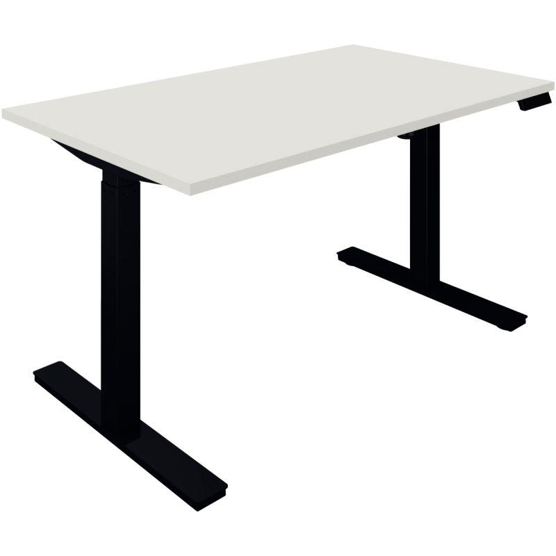 Image de  Bureau à réglage électrique Guera 2 L140xP80cm épaisseur 25mm plateau blanc/piètement noir 