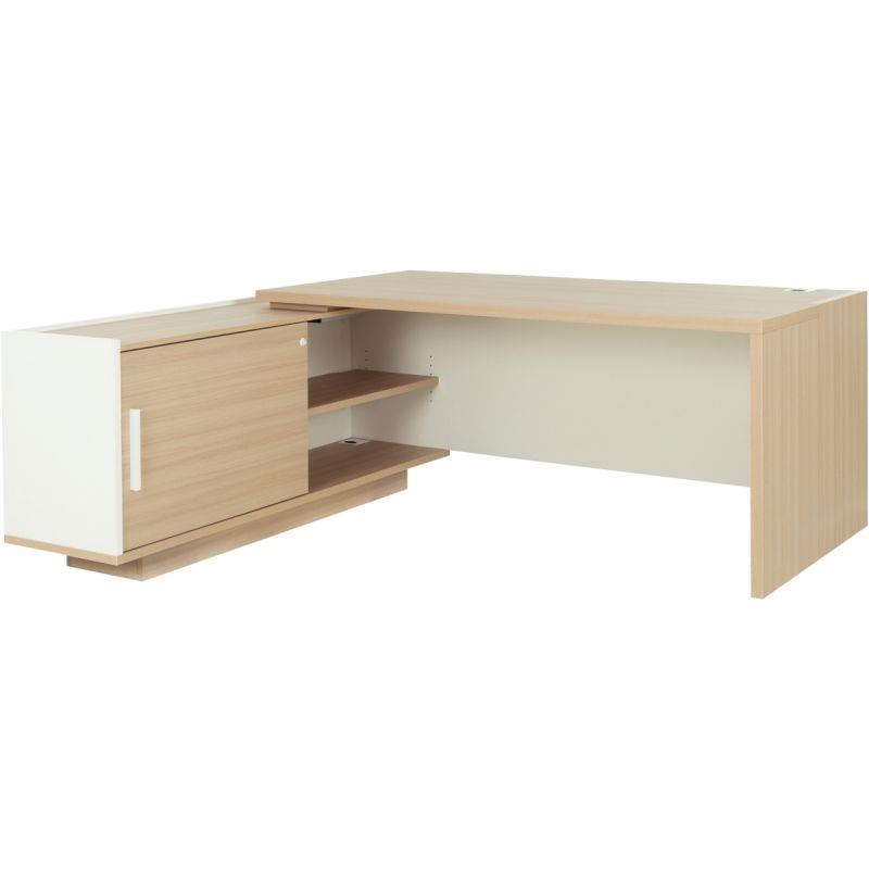 Image de  Bureau retour gauche Brabant  L180/198xH75xP90/180cm avec rangements chêne structuré/blanc 
