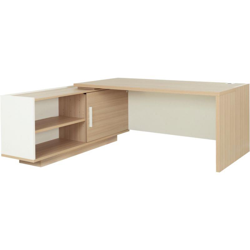 Image de  Bureau retour gauche Brabant L200/218xH75xP90/180cm avec rangements chêne structuré/blanc 