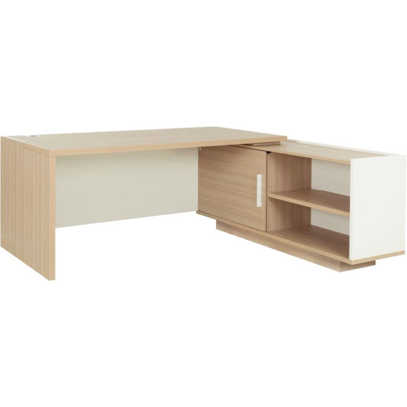 Image de  Bureau retour droite Brabant L200/218xH75xP90/180cm avec rangements chêne structuré/blanc 
