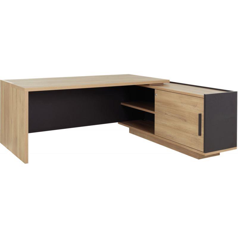 Image de  Bureau retour droite Brabant L180/198xH75xP90/180cm avec rangements chêne du bocage/anthracite 