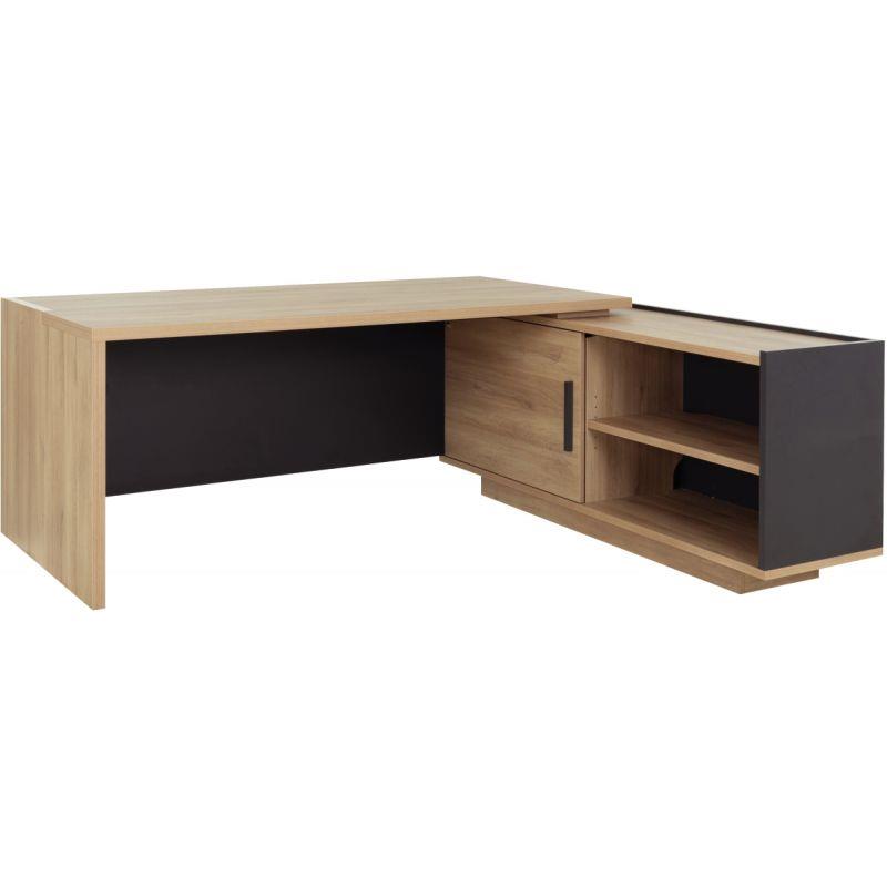 Image de  Bureau retour droite Brabant L200/218xH75xP90/180cm avec rangements chêne du bocage/anthracite 