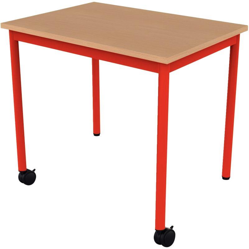 Ref. 96486, Table maternelle 60x60cm 2 roulettes taille 1 rouge, marque N.C