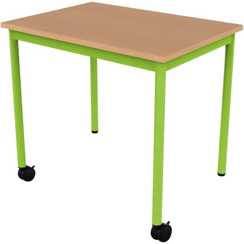 Ref. 96499, Table maternelle 60x60cm 2 roulettes taille 3 vert granny, marque N.C