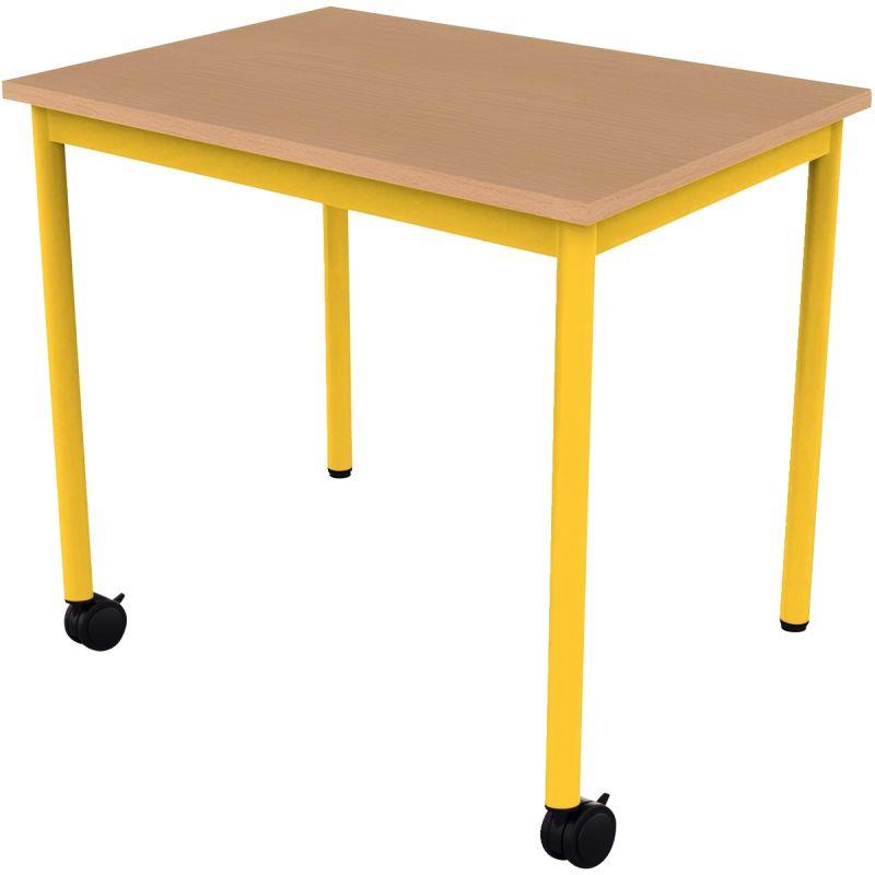 Ref. 96515, Table 70x50cm 2 roulettes taille 4 jaune, marque N.C