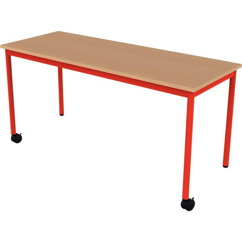 Ref. 96528, Table 130x50cm 2 roulettes taille 4 rouge, marque N.C
