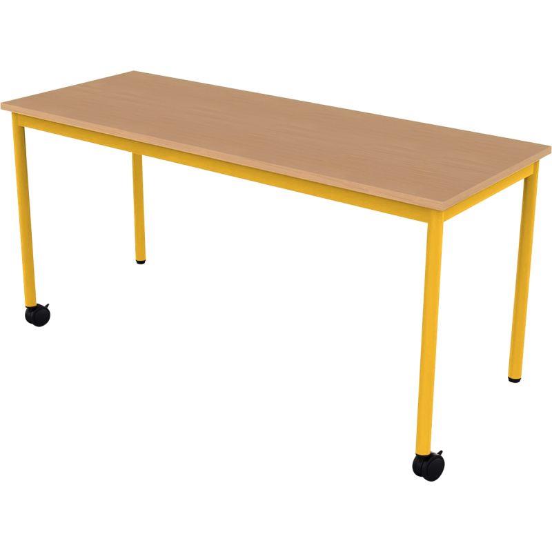 Ref. 96535, Table 130x50cm 2 roulettes taille 5 jaune, marque N.C