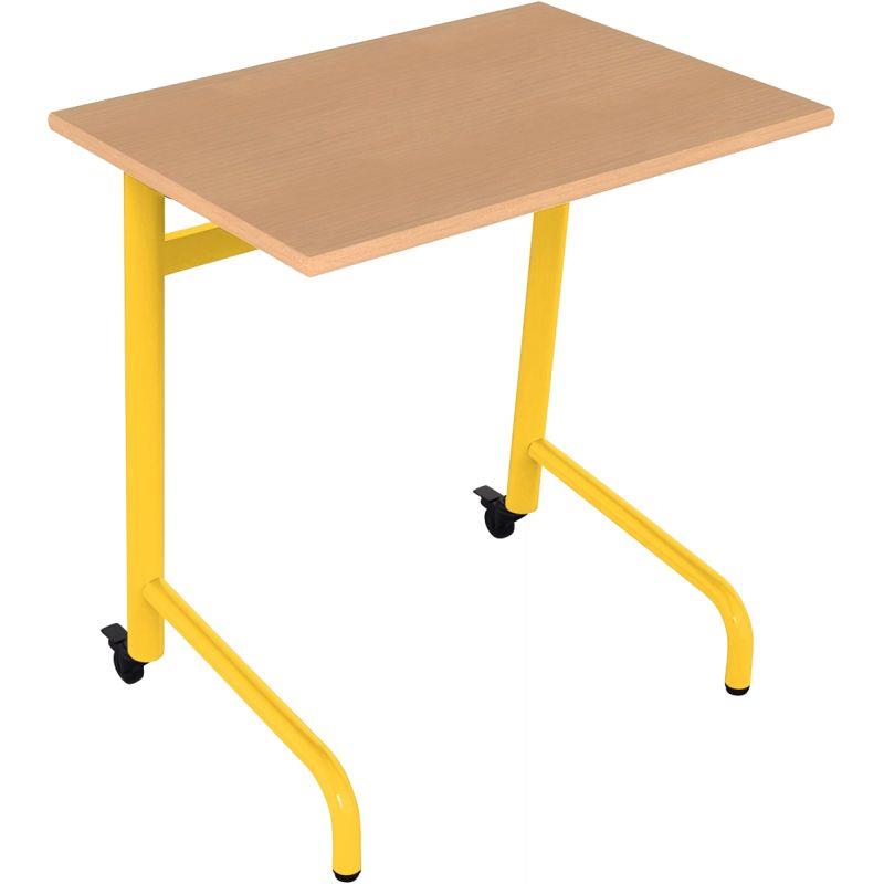Ref. 96545, Table fixe 70x50cm 2 roulettes taille 4 jaune, marque N.C