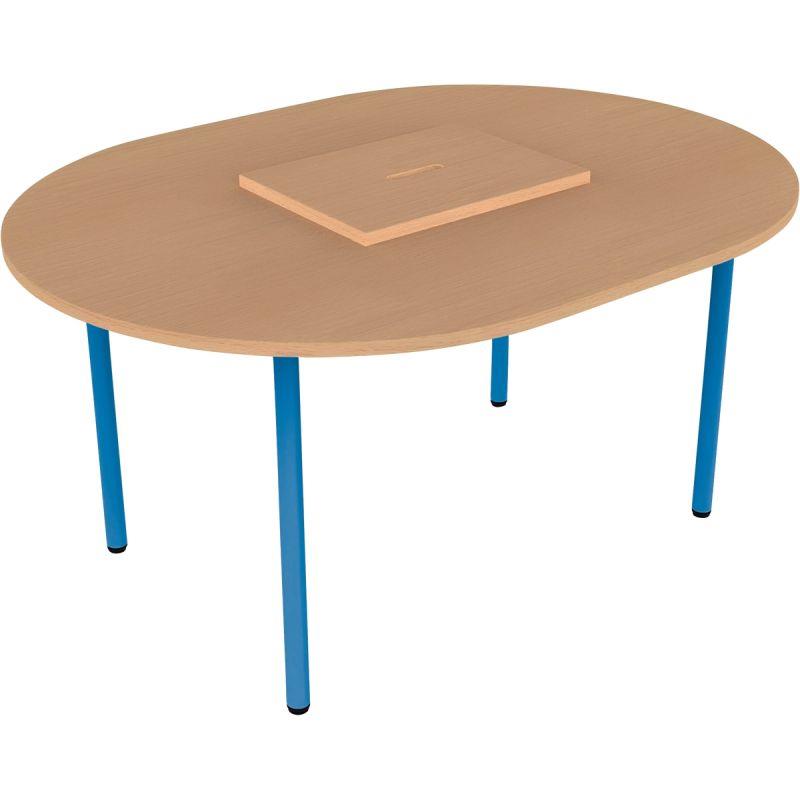 Ref. 96715, Table ovale 120x90cm avec 1 bac taille 1 bleu, marque N.C