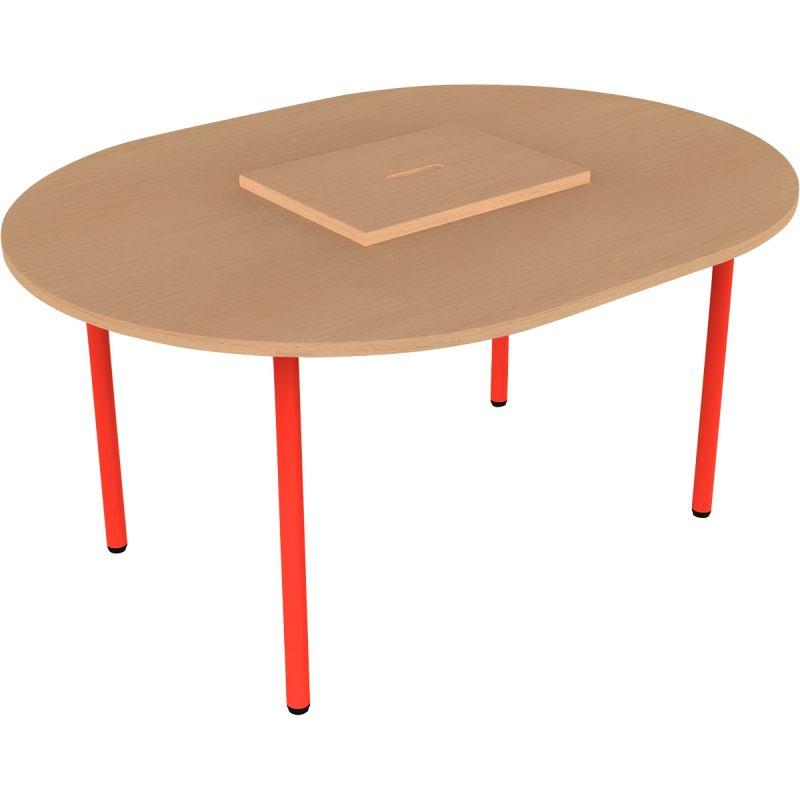 Ref. 96719, Table ovale 120x90cm avec 1 bac taille 2 rouge, marque N.C