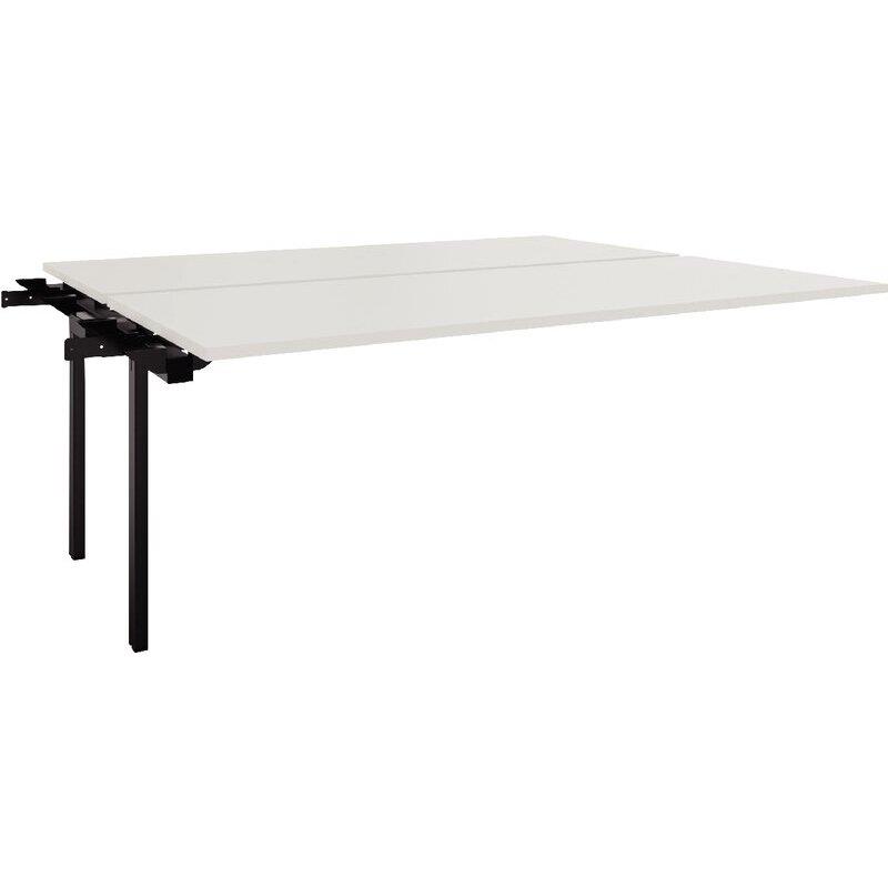 Ref. 96769, Table de bureau plateaux fixes suivant L180xP80cm 2 pieds Conect plateau blanc/piètement noir, marque N.C