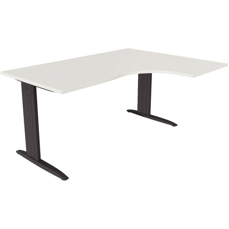 Ref. 96797, Plan compact 90° Idol retour droite L.160 x P.120 et 60 cm plateau blanc/piètement anthracite, marque N.C