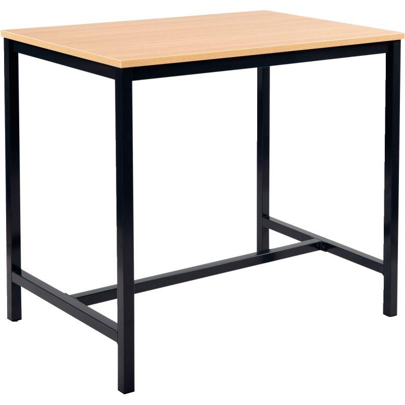Ref. 96804, Table haute L120xP80cm plateau hêtre/piètement noir, marque N.C