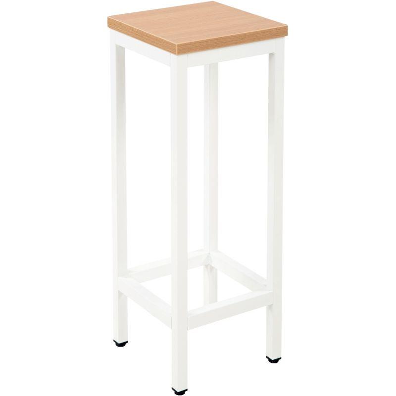 Ref. 96807, Tabouret H74cm plateau chêne/piètement blanc, marque N.C