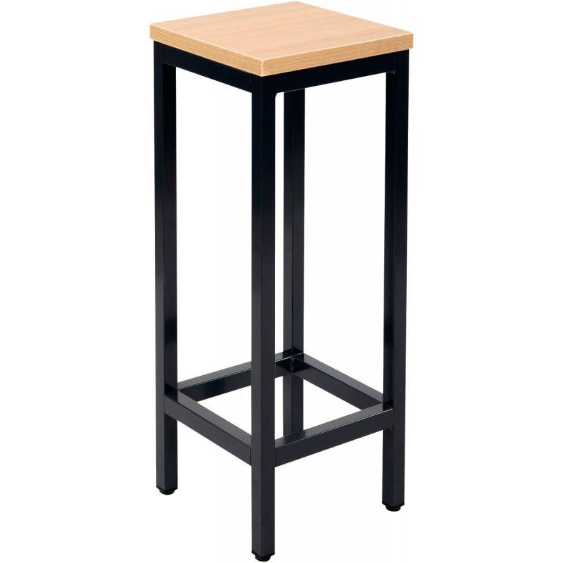 Ref. 96808, Tabouret H74cm plateau hêtre/piètement noir, marque N.C