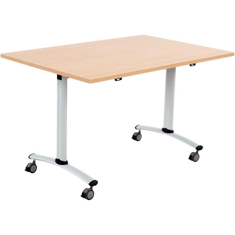Ref. 96876, Table abattante rectangulaire L120xP80cm plateau chêne/piètement alu, marque N.C