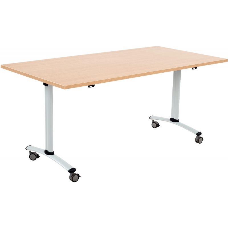 Ref. 96880, Table abattante rectangulaire L160xP80cm plateau chêne/piètement alu, marque N.C