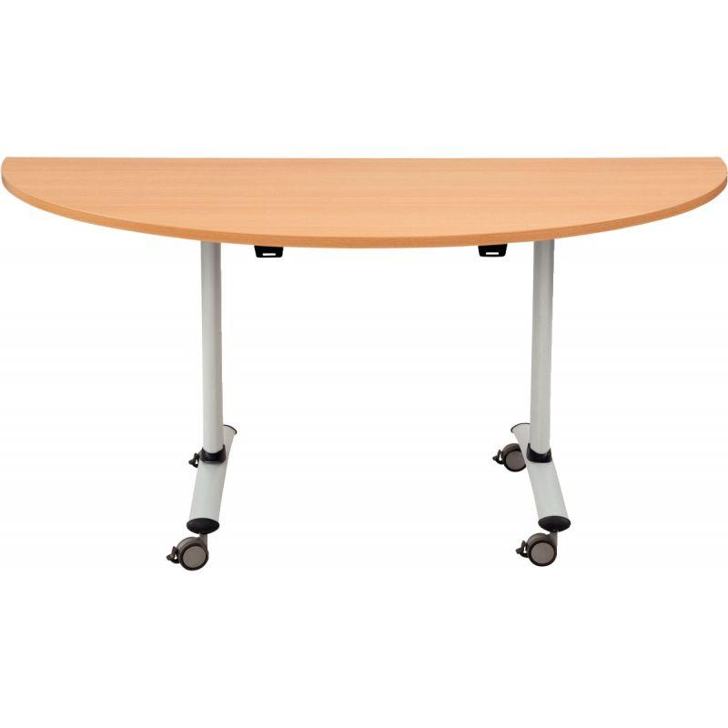 Ref. 96881, Table abattante demi-lune L160xP80cm plateau hêtre/piètement alu, marque N.C