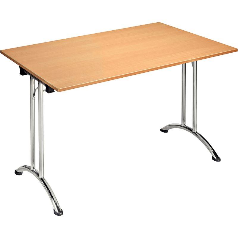 Ref. 96886, Table pliante rectangulaire L140xP80cm plateau chêne/piètement alu, marque N.C
