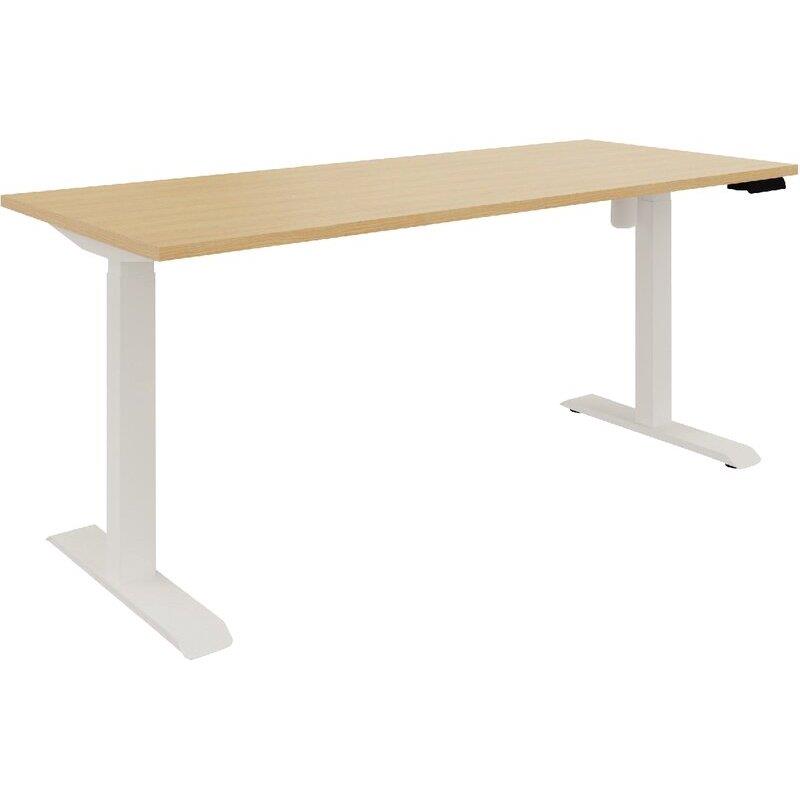 Ref. 96957, Bureau à réglage électrique Guera 2 L160xP80cm plateau chêne naturel/piètement blanc, marque N.C