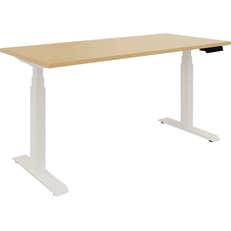 Ref. 96959, Bureau assis-debout individuel Axel 2 L140xP80cm plateau chêne naturel/piètement blanc, marque N.C