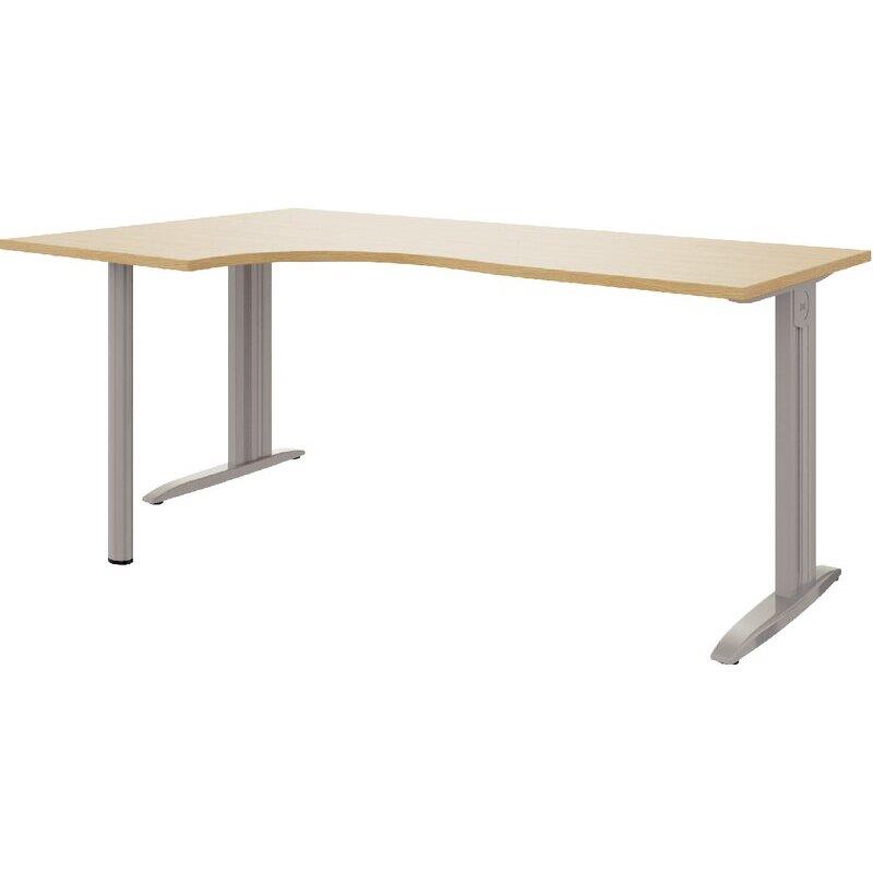 Ref. 97063, Plan compact 90° Idol retour gauche L.160 x P.120 et 60 cm plateau chêne naturel/piètement alu, marque N.C